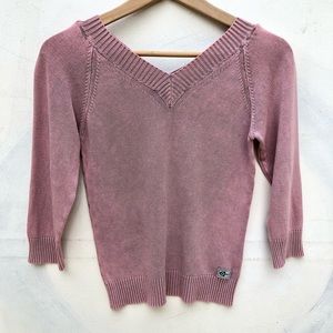 Italian Brand Q be Pink V neck 3/4" Stretch Top